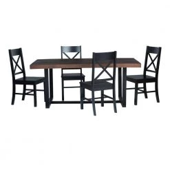 5-Piece Meridian Mahogany/Black Farmhouse Dining Set Seats 4 by Welwick Designs -Deals Welwick Designs Store mahogany black welwick designs dining room sets hd9423 44 1000