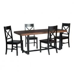 5-Piece Meridian Mahogany/Black Farmhouse Dining Set Seats 4 by Welwick Designs