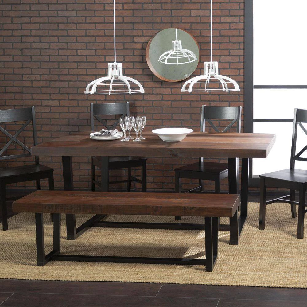 6-Piece Meridian Mahogany/Black Farmhouse Dining Set Seats 6 by Welwick Designs 13 6-Piece Meridian Mahogany/Black Farmhouse Dining Set Seats 6 by Welwick Designs - Image 13