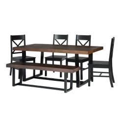 6-Piece Meridian Mahogany/Black Farmhouse Dining Set Seats 6 by Welwick Designs 15 6-Piece Meridian Mahogany/Black Farmhouse Dining Set Seats 6 by Welwick Designs -Deals Welwick Designs Store mahogany black welwick designs dining room sets hd9425 40 1000