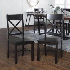 7-Piece Meridian Mahogany/Black Farmhouse Dining Set Seats 6 by Welwick Designs -Deals Welwick Designs Store mahogany black welwick designs dining room sets hd9427 1f 1000