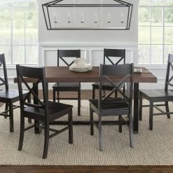 7-Piece Meridian Mahogany/Black Farmhouse Dining Set Seats 6 by Welwick Designs -Deals Welwick Designs Store mahogany black welwick designs dining room sets hd9427 31 1000