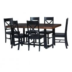 7-Piece Meridian Mahogany/Black Farmhouse Dining Set Seats 6 by Welwick Designs -Deals Welwick Designs Store mahogany black welwick designs dining room sets hd9427 40 1000