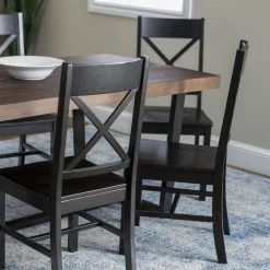 7-Piece Meridian Mahogany/Black Farmhouse Dining Set Seats 6 by Welwick Designs -Deals Welwick Designs Store mahogany black welwick designs dining room sets hd9427 66 1000