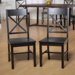 7-Piece Meridian Mahogany/Black Farmhouse Dining Set Seats 6 by Welwick Designs -Deals Welwick Designs Store mahogany black welwick designs dining room sets hd9427 c3 1000