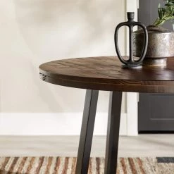 42 in. Round Mahogany/Black Solid-Wood Top and Frame Rustic Dining Table (Seats 4) by Welwick Designs -Deals Welwick Designs Store mahogany black welwick designs kitchen dining tables hd9406 1f 1000