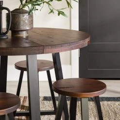 42 in. Round Mahogany/Black Solid-Wood Top and Frame Rustic Dining Table (Seats 4) by Welwick Designs -Deals Welwick Designs Store mahogany black welwick designs kitchen dining tables hd9406 4f 1000