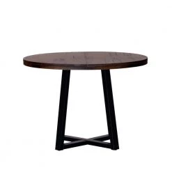 42 in. Round Mahogany/Black Solid-Wood Top and Frame Rustic Dining Table (Seats 4) by Welwick Designs