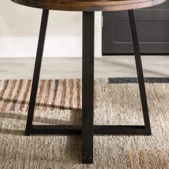 36 in. Round Mahogany/Black Solid Wood Top and Frame Rustic Counter-Height Dining Table (Seats 4) by Welwick Designs -Deals Welwick Designs Store mahogany black welwick designs kitchen dining tables hd9410 1d 1000