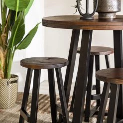 36 in. Round Mahogany/Black Solid Wood Top and Frame Rustic Counter-Height Dining Table (Seats 4) by Welwick Designs -Deals Welwick Designs Store mahogany black welwick designs kitchen dining tables hd9410 1f 1000