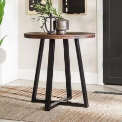 36 in. Round Mahogany/Black Solid Wood Top and Frame Rustic Counter-Height Dining Table (Seats 4) by Welwick Designs -Deals Welwick Designs Store mahogany black welwick designs kitchen dining tables hd9410 31 1000