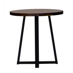 36 in. Round Mahogany/Black Solid Wood Top and Frame Rustic Counter-Height Dining Table (Seats 4) by Welwick Designs