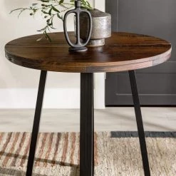 36 in. Round Mahogany/Black Solid Wood Top and Frame Rustic Counter-Height Dining Table (Seats 4) by Welwick Designs -Deals Welwick Designs Store mahogany black welwick designs kitchen dining tables hd9410 a0 1000