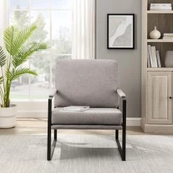 Mushroom Fabric and Metal Urban Modern Lounge Chair by Welwick Designs -Deals Welwick Designs Store mushroom black welwick designs accent chairs hd9461 c3 1000