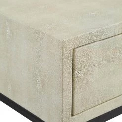 18 in. off White Faux Shagreen Wood and Metal Modern Glam 1-Drawer Side Table by Welwick Designs -Deals Welwick Designs Store off white welwick designs end side tables hd8800 1d 1000