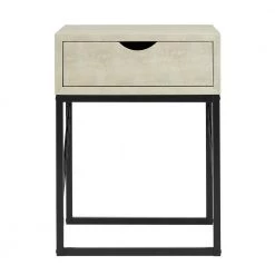 18 in. off White Faux Shagreen Wood and Metal Modern Glam 1-Drawer Side Table by Welwick Designs -Deals Welwick Designs Store off white welwick designs end side tables hd8800 77 1000