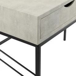 44 in. Rectangular Off White Faux Shagreen Wood and Metal 2-Drawer Writing Desk by Welwick Designs -Deals Welwick Designs Store off white welwick designs writing desks hd8677 1d 1000