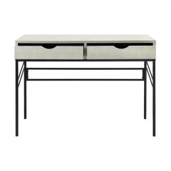 44 in. Rectangular Off White Faux Shagreen Wood and Metal 2-Drawer Writing Desk by Welwick Designs -Deals Welwick Designs Store off white welwick designs writing desks hd8677 66 1000