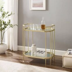 Pale Gold Metal and Mirrors Modern Glam Accent Table by Welwick Designs -Deals Welwick Designs Store pale gold welwick designs console tables hd9396 31 1000