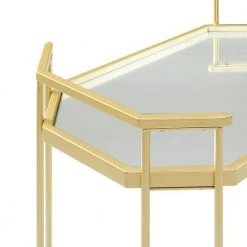 Pale Gold Metal and Mirrors Modern Glam Accent Table by Welwick Designs -Deals Welwick Designs Store pale gold welwick designs console tables hd9396 4f 1000