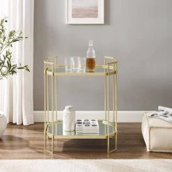 Pale Gold Metal and Mirrors Modern Glam Accent Table by Welwick Designs -Deals Welwick Designs Store pale gold welwick designs console tables hd9396 c3 1000