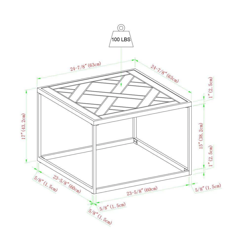25 in. Parquet Veneer Square Wooden Modern Coffee Table by Welwick Designs 9 25 in. Parquet Veneer Square Wooden Modern Coffee Table by Welwick Designs - Image 9