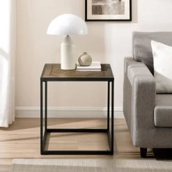 20 in. Parquet Veneer Square Wooden Modern End Table by Welwick Designs -Deals Welwick Designs Store parquet veneer welwick designs end side tables hd9456 c3 1000