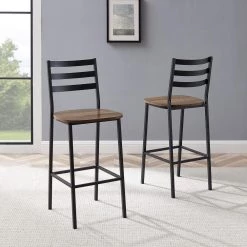 25.5 in. H Reclaimed Barnwood Industrial Slat Back Counter Stools (2-Pack) by Welwick Designs -Deals Welwick Designs Store reclaimed barnwood black welwick designs bar stools hd8313 31 1000