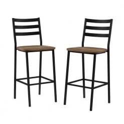 25.5 in. H Reclaimed Barnwood Industrial Slat Back Counter Stools (2-Pack) by Welwick Designs -Deals Welwick Designs Store reclaimed barnwood black welwick designs bar stools hd8313 4f 1000