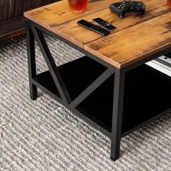 48 in. Brown/Black Large Rectangle Wood Coffee Table with Shelf by Welwick Designs -Deals Welwick Designs Store reclaimed barnwood black welwick designs coffee tables hd8007 77 1000