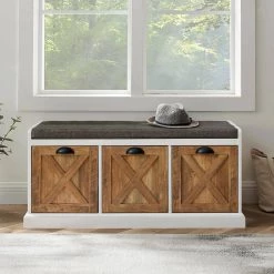 39 in. W. Rustic Oak/Brushed White and Storm Grey Wood Storage Bench with 3-Drawers by Welwick Designs -Deals Welwick Designs Store reclaimed barnwood brushed white welwick designs dining benches hd8888 31 1000