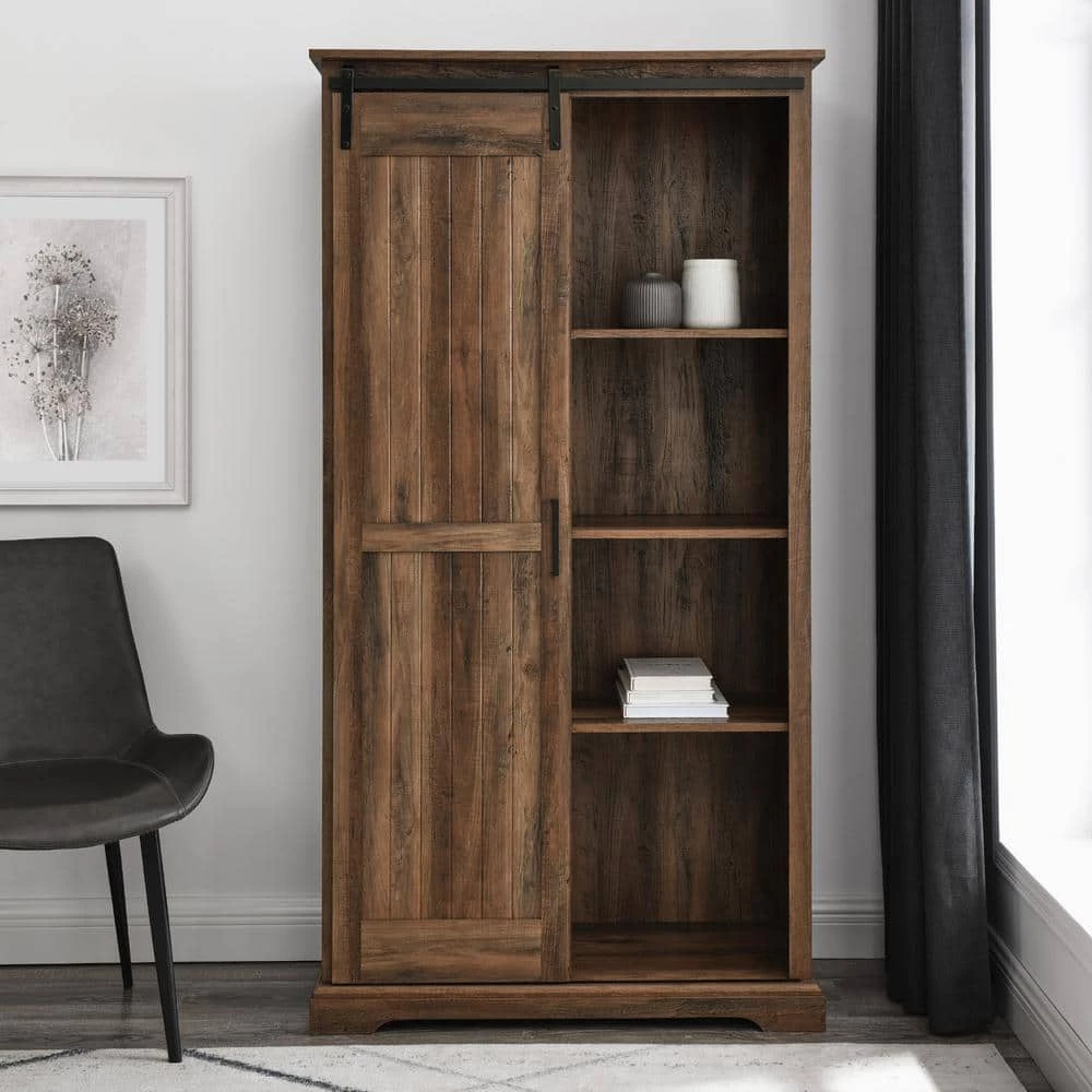 Reclaimed Barnwood and Metal Farmhouse Storage Cabinet with Grooved Sliding Door by Welwick Designs 9 Reclaimed Barnwood and Metal Farmhouse Storage Cabinet with Grooved Sliding Door by Welwick Designs - Image 9