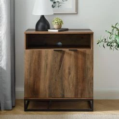 Reclaimed Barnwood and Metal Contemporary Asymmetrical 2-Door Accent Cabinet by Welwick Designs -Deals Welwick Designs Store reclaimed barnwood welwick designs accent cabinets hd9069 31 1000