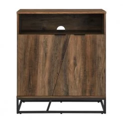 Reclaimed Barnwood and Metal Contemporary Asymmetrical 2-Door Accent Cabinet by Welwick Designs