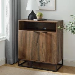 Reclaimed Barnwood and Metal Contemporary Asymmetrical 2-Door Accent Cabinet by Welwick Designs -Deals Welwick Designs Store reclaimed barnwood welwick designs accent cabinets hd9069 76 1000