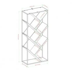 68 in. Reclaimed Barnwood Wood and Metal 6-Shelf V Bookcase with Angled Shelves by Welwick Designs -Deals Welwick Designs Store reclaimed barnwood welwick designs bookcases bookshelves hd8651 40 1000