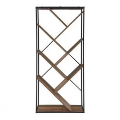 68 in. Reclaimed Barnwood Wood and Metal 6-Shelf V Bookcase with Angled Shelves by Welwick Designs -Deals Welwick Designs Store reclaimed barnwood welwick designs bookcases bookshelves hd8651 66 1000