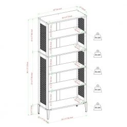 68 in. Reclaimed Barnwood and Metal Mesh Industrial 4-Shelf Standard Bookcase with 3-Adjustable Shelves by Welwick Designs -Deals Welwick Designs Store reclaimed barnwood welwick designs bookcases bookshelves hd8914 40 1000