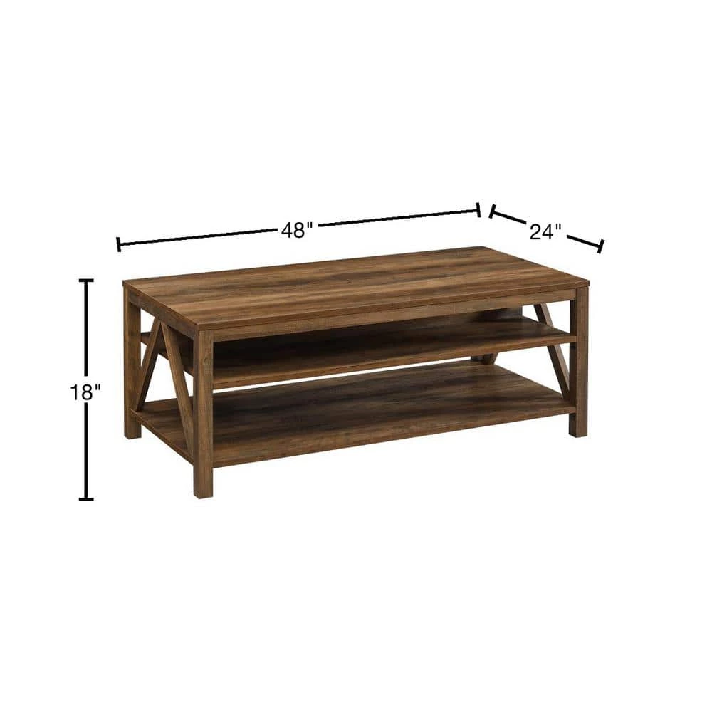 48 in. Reclaimed Barnwood Large Rectangle Wood Coffee Table with Shelf by Welwick Designs 3 48 in. Reclaimed Barnwood Large Rectangle Wood Coffee Table with Shelf by Welwick Designs - Image 3