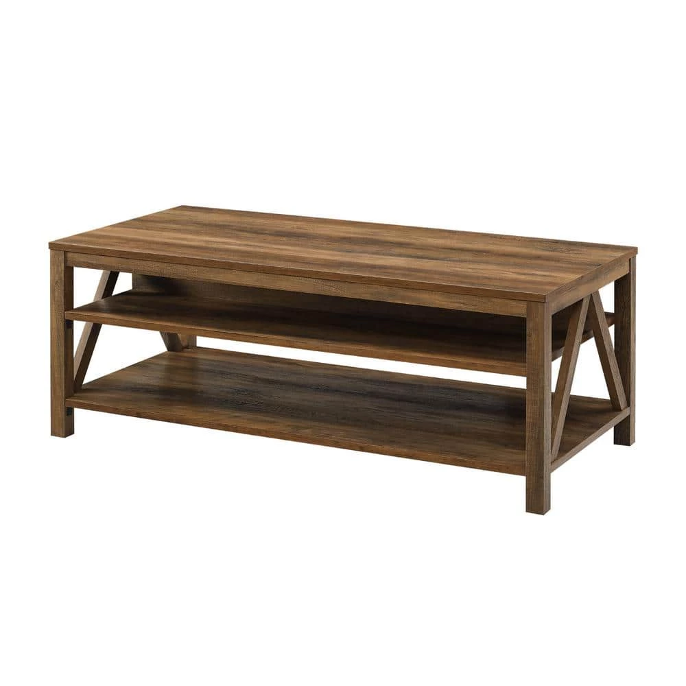 48 in. Reclaimed Barnwood Large Rectangle Wood Coffee Table with Shelf by Welwick Designs 4 48 in. Reclaimed Barnwood Large Rectangle Wood Coffee Table with Shelf by Welwick Designs - Image 4