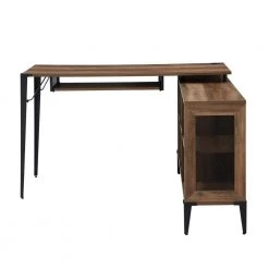 52 in. L-Shaped Reclaimed Barnwood Computer Desks with Keyboard Tray by Welwick Designs
