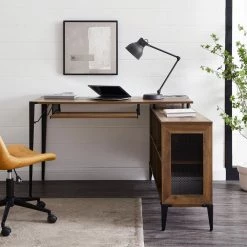 52 in. L-Shaped Reclaimed Barnwood Computer Desks with Keyboard Tray by Welwick Designs -Deals Welwick Designs Store reclaimed barnwood welwick designs computer desks hd8458 76 1000