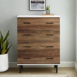 40 in. 4 Drawer Reclaimed Barnwood Wood Dresser with Tapered Legs (40 in. H x 30 in. W x 15.75 in. D) by Welwick Designs