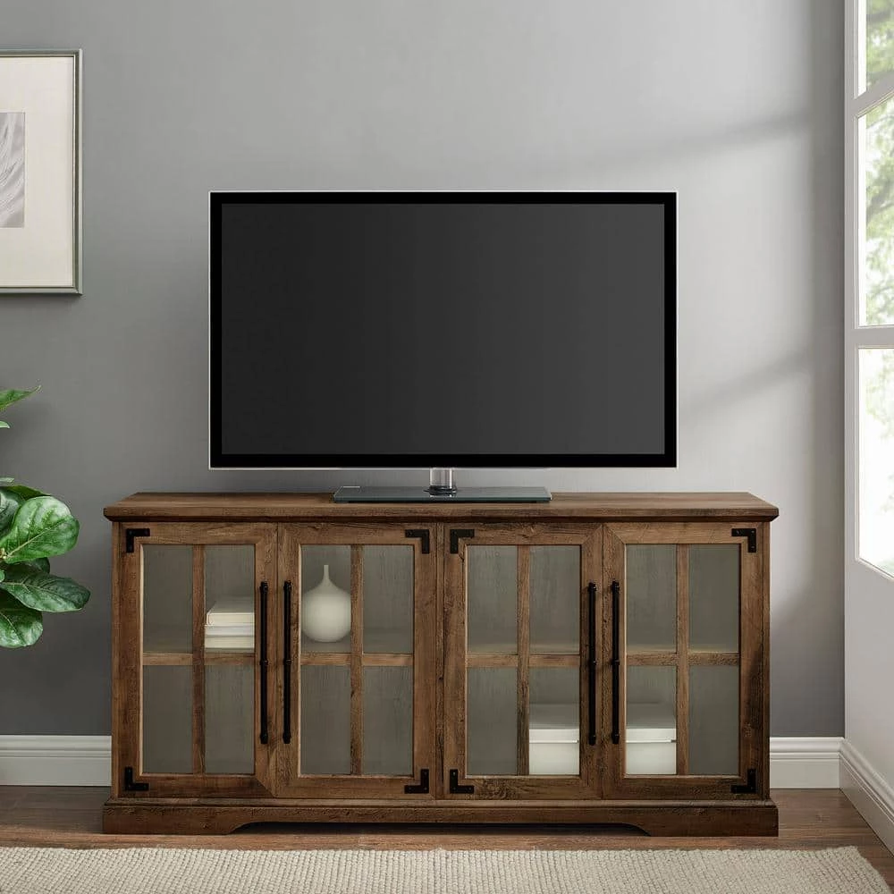 58 in. Reclaimed Barnwood Composite TV Stand Fits TVs Up to 64 in. with Storage Doors by Welwick Designs 2 58 in. Reclaimed Barnwood Composite TV Stand Fits TVs Up to 64 in. with Storage Doors by Welwick Designs - Image 2