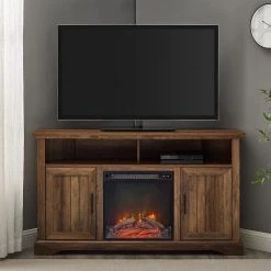 54 in. Reclaimed Barnwood Transitional Grooved Door Fireplace TV Stand Fits TVs up to 60 in. by Welwick Designs -Deals Welwick Designs Store reclaimed barnwood welwick designs tv stands hd9077 31 1000