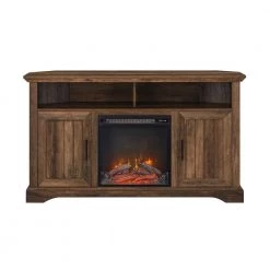 54 in. Reclaimed Barnwood Transitional Grooved Door Fireplace TV Stand Fits TVs up to 60 in. by Welwick Designs -Deals Welwick Designs Store reclaimed barnwood welwick designs tv stands hd9077 77 1000