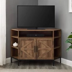48 in. Reclaimed Barnwood Modern Farmhouse 2-Door Corner TV Stand Fits TVs up to 55 in. by Welwick Designs -Deals Welwick Designs Store reclaimed barnwood welwick designs tv stands hd9133 31 1000