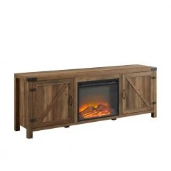 70 in. Reclaimed Barnwood Farmhouse Double Barn Door Fireplace TV Stand Fits TVs up to 80 in. by Welwick Designs -Deals Welwick Designs Store reclaimed barnwood welwick designs tv stands hd9176 66 1000