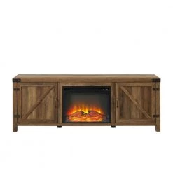 70 in. Reclaimed Barnwood Farmhouse Double Barn Door Fireplace TV Stand Fits TVs up to 80 in. by Welwick Designs -Deals Welwick Designs Store reclaimed barnwood welwick designs tv stands hd9176 77 1000