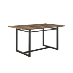 60 in. Rectangle Rustic Oak Wood-Top Modern Dining Table with Metal Legs (Seats 6) by Welwick Designs -Deals Welwick Designs Store rustic oak black welwick designs kitchen dining tables hd9397 1f 1000